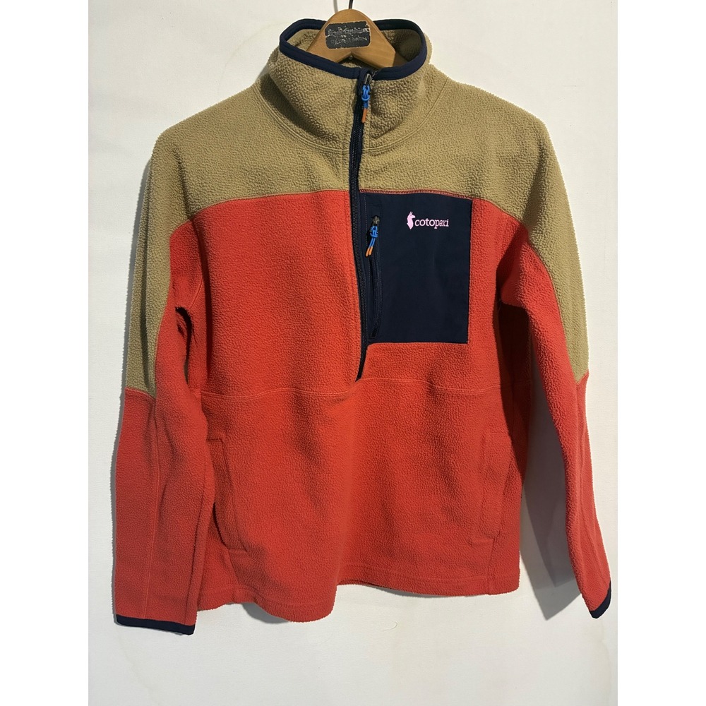 Cotopaxi Teca Fleece Pullover Women Small Red Tan Colorblock Half Zip Jacket